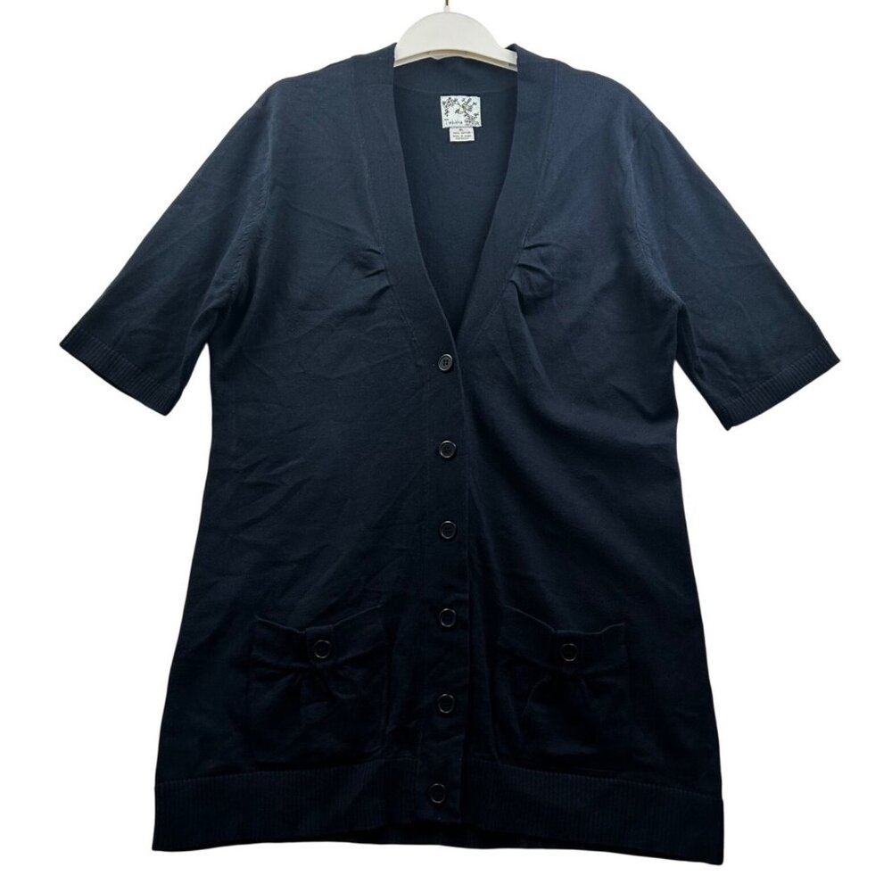 Anthropologie Tabitha Navy Button-Front V-Neck Cardigan Sweater w/ Pockets - XL